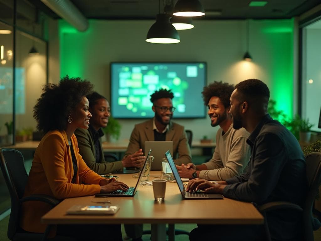 Equipe backbone75 em reunião de brainstorming